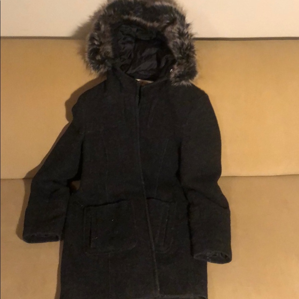 Camaieu Trench Coat with Fur Hood Size 4